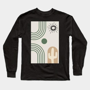 Boho abstract cactus mid century modern art Long Sleeve T-Shirt